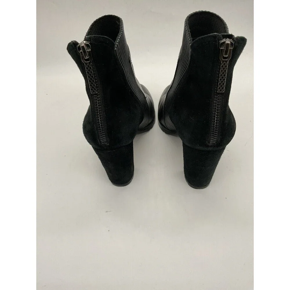 Donald Pliner Women’s Black Leather Suede Ankle Booties Zip Round Toe US 7